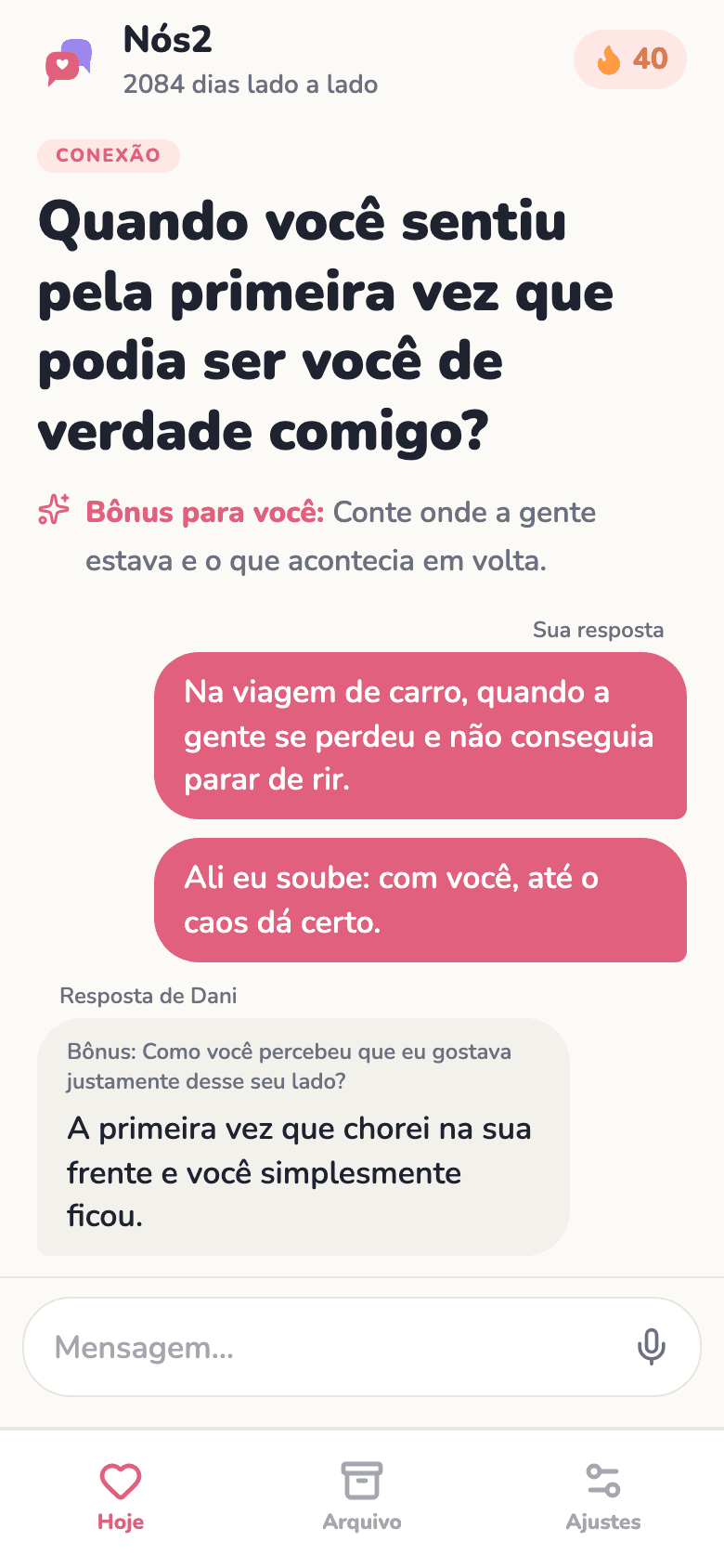 As duas respostas e o chat embaixo